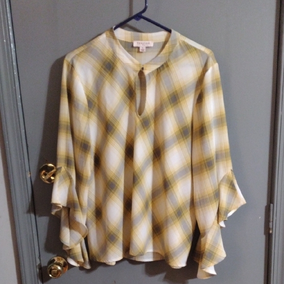 Tempted Tops - Tempted , Chic And Vibrant Yellow Plaid Blouse